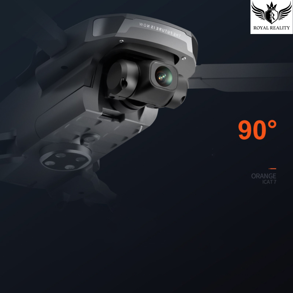 Close-Up of Foldable Drone Showing 90° Adjustable 4K Camera