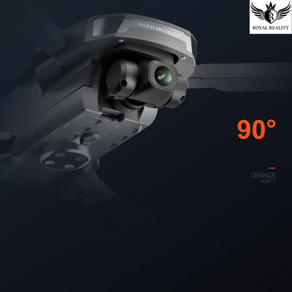 Close-Up of Foldable Drone Showing 90° Adjustable 4K Camera
