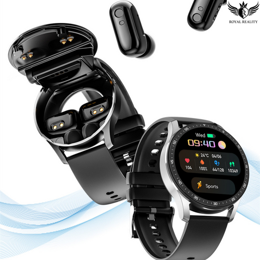 2-in-1 Smartwatch with built-in wireless earbuds and full-color display