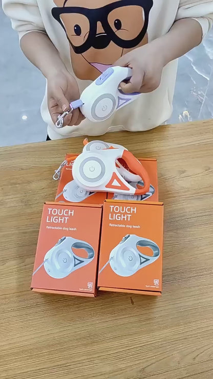 Smart LED Retractable Dog Leash – Automatic Walking Rope with One-Hand Lock & Night Light